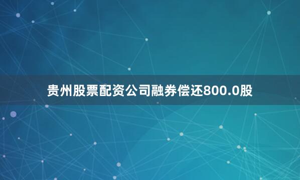 贵州股票配资公司融券偿还800.0股